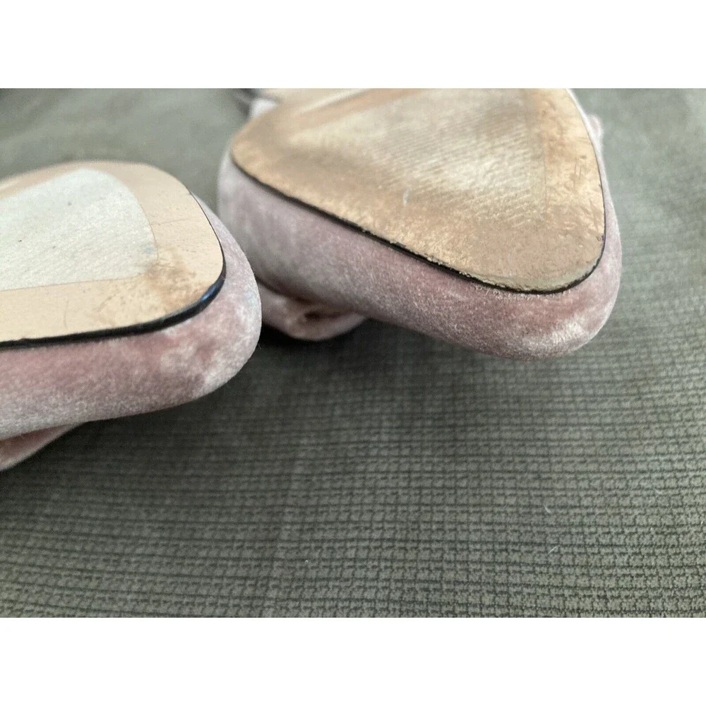 Blush Velvet Bow Pointed-Toe Slip-On Flats